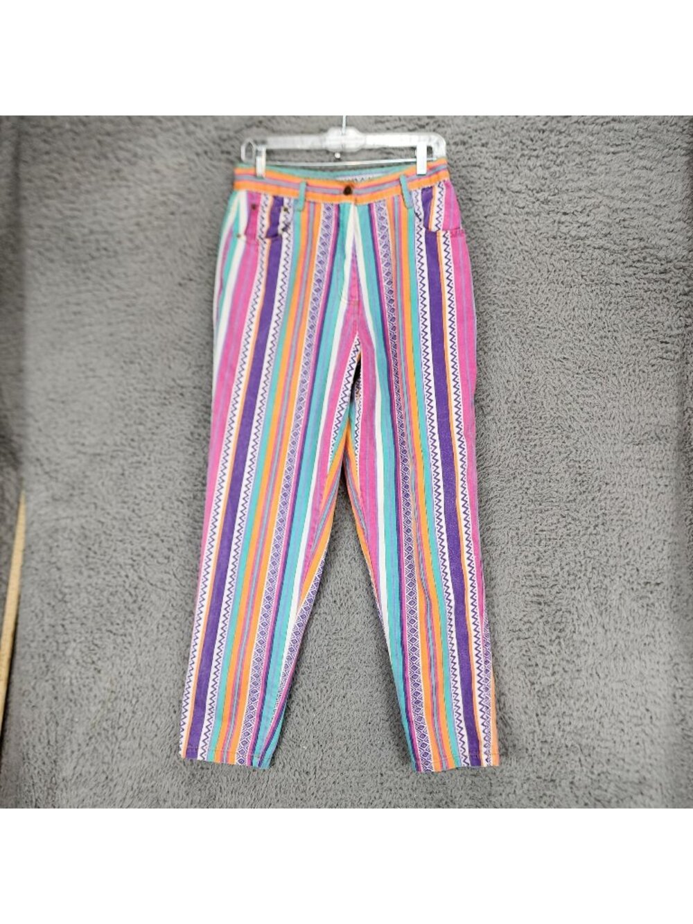 Take a Break Jeans Womens 8 Multicolor Striped Cotton High Rise 80"s Vintage
